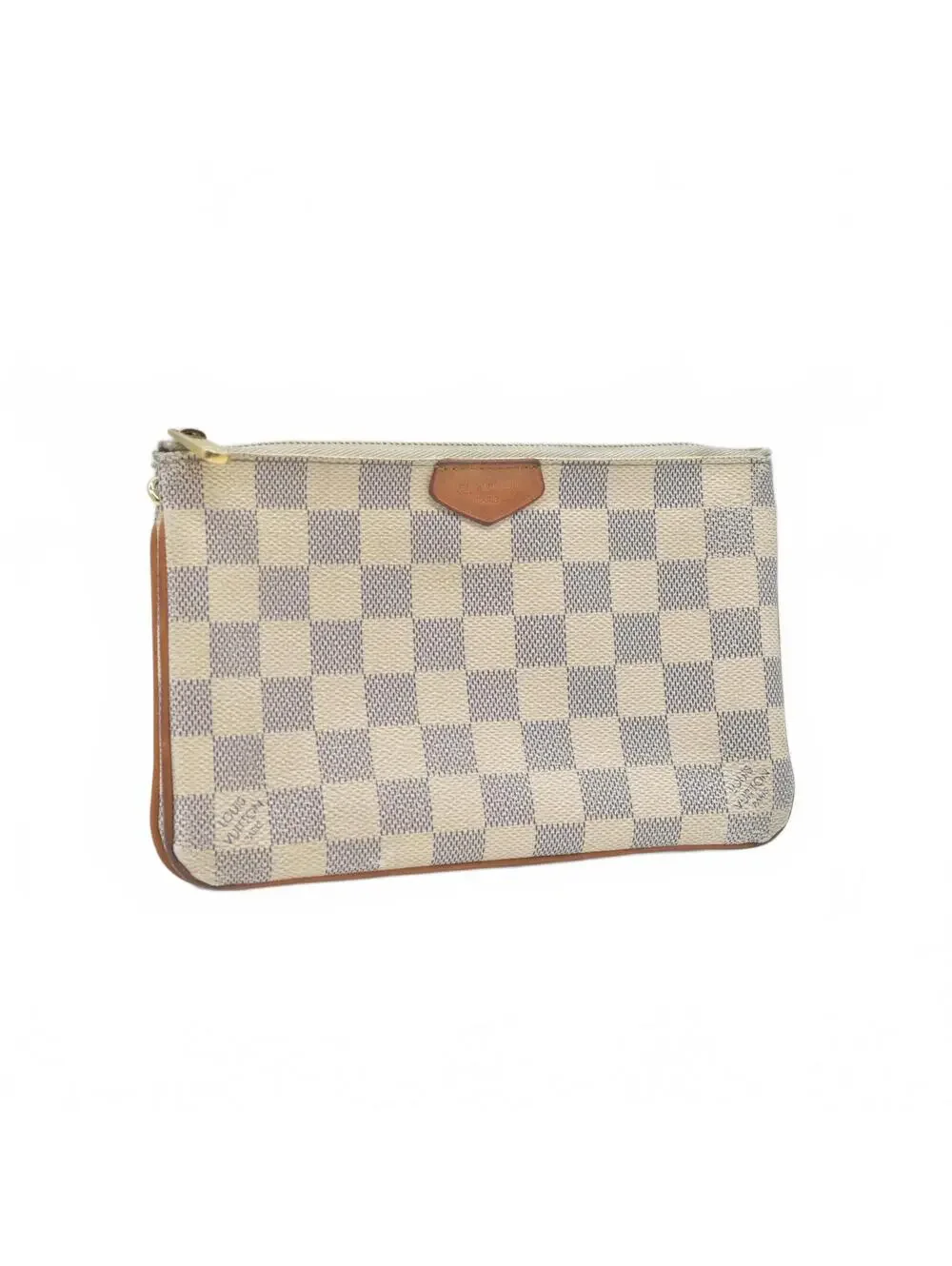 $1350 Louis Vuitton Damier Azur Double Zip Pochette